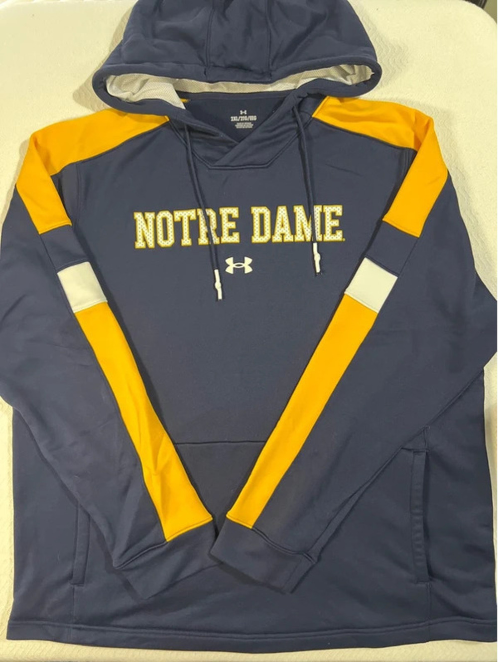 Under Armour Notre Dame Pullover Hoodie 2XL Navy Yellow